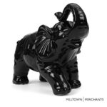 Milltown Merchants™ Elephant Figurine – Ceramic Elephant – Elephant Decor – Black Ceramic Elephant Statue (Large – 9″) – Contemporary Elephant Home Decor