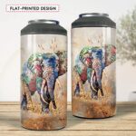 SANDJEST Elephant Tumbler Safari 4 in 1 16oz Tumbler Can Cooler Coozie Skinny Stainless Steel Tumbler Gift for Mommy Mama Mother Christmas Birthday Mothers Day
