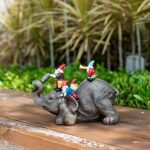 SUYNYBHF Garden Elephant Gnome Statue Outdoor Elephant Bothered by Singing Gnomes House Kitchen Figurine Patio Lawn Yard Art Housewarming Funny Resin Decoration 7.0inch…