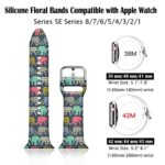 FTFCASE Elephant Pattern Watch Bands Compatible with Apple Watch 41mm 40mm 38mm, Flower Printed Soft Silicone Sport Strap Replacement for iWatch SE Series 8 7 6 5 4 3 2 1 for Women Men Girls