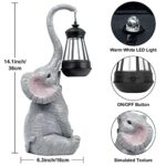 Elephant Statue for Garden Decor with Solar Outdoor Lights – Elephant Gifts for Women Mom Wife, Garden Sculptures & Statues for Home Patio Yard Lawn Decorations