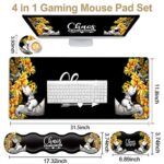 Desk Mouse Pad Office Large Mousepad Extended XXL (31.5×11.8in) Anime Cartoon Cute Baby Elephants with Sunflowers Gaming Mouse Mat Rubber Base Stiched Edges + Memory Foam Keyboard Wrist Rest