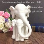 Anding Home Decoration White Porcelain Mother and Baby Elephant Statue/Figurine in High Gloss Finish