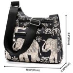 STUOYE Nylon Multi-Pocket Crossbody Purse Bags for Women Travel Shoulder Bag (Elephant)