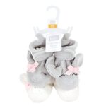 Hudson Baby baby girls Animal Fleece Booties 2-pack Socks, Gray Elephant Lamb, 6-12 Months US