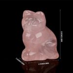 Walfront Natural Rose Quartz Cat Statue,Pink Crystal Crafts Healing Figurine Stone Gemstone Decoration