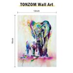 TONZOM Canvas Wall Art for Room Decor Frame Elephant, Baby Elephant Watercolor
