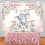 Sensfun Girl Elephant Baby Shower Backdrop Boho Pink Pampas Grass Floral Photography Background It’s A Girl Newborn 1st Birthday Decorations Party Banner Cake Table Photoshoot Props 7x5ft