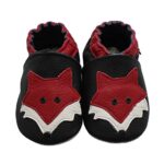 Mejale Baby Shoes Soft Sole Leather Crawling Moccasins Cartoon Fox Infant Toddler First Walker Slippers(0-6 Months, Black)