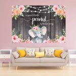 Avezano Elephant Baby Shower Backdrop for Girl Pink Floral Elephant It’s a Girl Background Little Peanut Baby Shower Decorations Banners 7x5ft