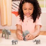 Terra by Battat African Elephant Family Safari Animals (Set of 4) Educational Toys for 3+ Year Old Kids – Realistic Animal Figurines