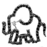 Dazzlingrock Collection 0.50 Carat (ctw) Round Black and White Diamond Elephant Pendant Ladies 1/2 CT, Sterling Silver