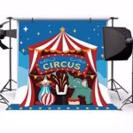 Yeele 4x4ft Circus Performing Backdrop Tent Cartoon Joker Trainer Elephant Background for Photography Birthday Baby Shower Party Decoration Children Boy Girl Portrait Shoot Studio Props Wallpaper