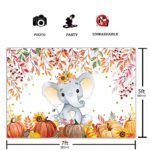 Funnytree 7x5ft Fall Elephant Baby Shower Party Backdrop Rustic Autumn Pumpkins Princess Girl Birthday Photography Background Maple Leaves Cake Table Decoration Banner Photo Booth Supplies