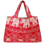 allydrew Large Foldable Tote Nylon Reusable Grocery Bags, Regal Elephants