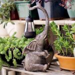 FOMAILE Elephant Garden Statue, Large Garden Statue with LED Lights, Solar Garden Outdoor Statue, Funny Outdoor Decor for Garden,Patio, Yard and Lawn