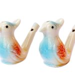ThongDee Toy Bird Water Warbler Whistles Whistlers Ceramic with Elephant Keychain, Set of 2