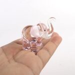 ZOOCRAFT Lucky Elephant Figurines Pink Hand Blown Art Glass Collectible Animal Ornament Gift Decor, 1.5 x 2.5 x 1.8 inches