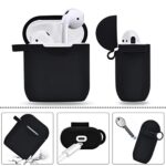 TOROTOP Compatible for Airpods Case Set, Silicone Protective Airpod Case Cover Accessories with Bling Elephant Keychain/Ear Hook/Storage Box Compatible for Apple Airpods 2&1 (Black)