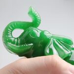 Acxico 1 pcs Jade Green Feng Shui Wealth Lucky Elephant Statues Figurine Home Decor Gift