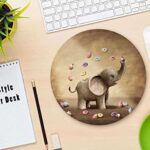 Cartoon Baby Elephant Round Non-Slip Mouse Pad with Personalized Design Suitable for Desktop, Computer, PC and Laptop for Office and Home