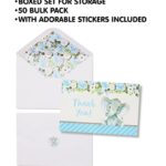 All Ewired Up 50 Blue Elephant Boy Baby Shower Birthday Thank You Cards with Designed Envelope Interior and Matching Seal