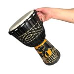 SDFEGHT Djembe Drum 8” Hand Drum Musical Instrument African Drumk, Bongo (Black elephant)
