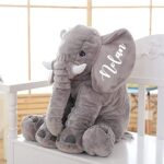 Personalized Giant Stuffed Elephant Pillow Doll, Name Emboridery Animal Doll Stuffed Plush Kids Pillow Toy 16″/24″ Gift for Boys Girls