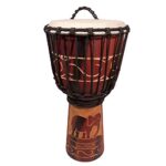 GoDpsMusic Sawtooth Harmony Series 12″ Hand Carved Elephant Design Rope Djembe with Soft Case (ST-DH-12-KIT-1)