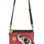 Chala Mini Crossbody Handbag, Multi Zipper, Pu Leather, Small Shoulder Purse Adjustable Strap Pink Elephant One Size