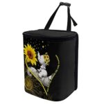Talayituse Elephant Sunflower Print Car Trash Bin, Laege Size Auto Trash Can Adjustable Portable Garbage Can with Lid, Vehicle Hanging Bag for Headrest Front Back Seat