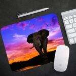 Yaxazepluy – Sunset Elephant Mouse Pad, Gaming Rectangle Mousepad for Computer Laptop Non-Slip Rubber Desk Mat,Cute Office Gift (9.5 X 7.9 Inch)