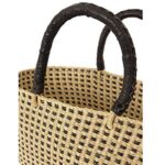 The Barrington Garage Bolga Elephant Grass Checked Shopper Tote, Handwoven in Ghana, Black/Natural