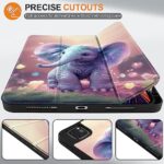 Yebiseven for iPad Pro 12.9 M2 Case 6th/5th/4th/3rd Generation,Soft TPU Back Cover for iPad Pro 12.9 inch 2022/2021/2020/2018, Tablet Case with Pencil Holder+Trifold Stand, Lovely Elephant