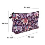 Cute Travel Makeup Bag Cosmetic Bag Small Pouch Gift for Women (Elephant Paisey)