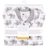 Hudson Baby Unisex Baby Premium Quilted Long Sleeve Sleeping Bag and Wearable Blanket, Gray Elephant, 6-12 Months