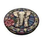 Roses Flower Stained Glass Art Aesthetic Elephant PopSockets Standard PopGrip