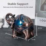 SogYupk Elephant Ashtray-Outdoor Windproof Metal Ashtray with Flip Cover-Indoor Multifunctional Recreation/Office Ashtray, Vintage Drop Resistant Ashtray,Men and Ladies Gift (Blue)