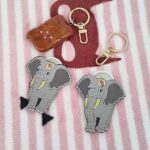 2 Pack Leather Airtag Keychain Case Holder, Cute Kawaii Accessories Suitable for Airtag (Elephant)