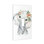 Cute Elephant Light Switch Cover Wall Plate Decorative 1 Gang Single Toggle Faceplate for Kitchen Bedroom Bathroom Decor Standard Size 4.5″ x 2.76″