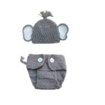Vomdrok Newborn Monthly Baby Photography Props Outfits Crochet Elephant Hat Shorts Infant Baby Boy Girl Photoshoot Costume Grey (grey)
