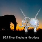 WTENIY Elephant Necklace for Women Sterling Silver Opal Necklace Lucky Elephant Pendant Necklace Jewelry Gifts for Mom