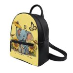 Showudesigns Elephant Sunflower Backpack Purse Mini Backpack Water-resistant Small Backpacks Shoulder Bag for School Travel Mini Casual Daypack Butterfly Yellow