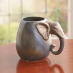 ART & ARTIFACT Ceramic Elephant Mug – 3D Mug Elephant Coffee Mugs, Elephant Shaped Tea Cup, Gray Animal Coffee Cup 32 Oz Capacity
