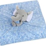 Minky Animal Snuggler Lovey Blanket for Kids, Babies, Boys, Girls, Gender Neutral Security Blanket with Stuffed Animal (Excellent Blue Elephant)