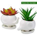 Kipokalor Set of 2 Cute Elephant Flower Pot,Modern White Ceramic Succulent Planter Pots / Tiny Flower Plant Containers (Elephant)