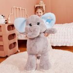 IKASA Giant Elephant Stuffed Animal Plush Toy,Large Elephant Cute Jumbo Soft Toys,Huge Big Size Fluffy Plushy Fat Oversized Plushie,Gifts for Kids Girls Boy Girlfriend Children (30 inches, Gray)