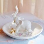 PUDDING CABIN White Elephant Ring Holder Dish Ring Tray for Jewelry | Elephant Gifts for Women Christmas | Birthday Gifts for Woman | Elephant Mom Gifts Wedding Christmas Mother’s Day Gifts