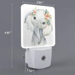 AVULZGD Cute Animal Watercolor Elephant Plug in Night Light Plug into Wall LED Nightlight Auto Sensor Dusk to Dawn lamp for Girls Kids Room Bedroom Bathroom Stairs