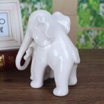White Porcelain Mother and Baby Elephant Statue Ceramic Elephant Figurine Home Decor Gift